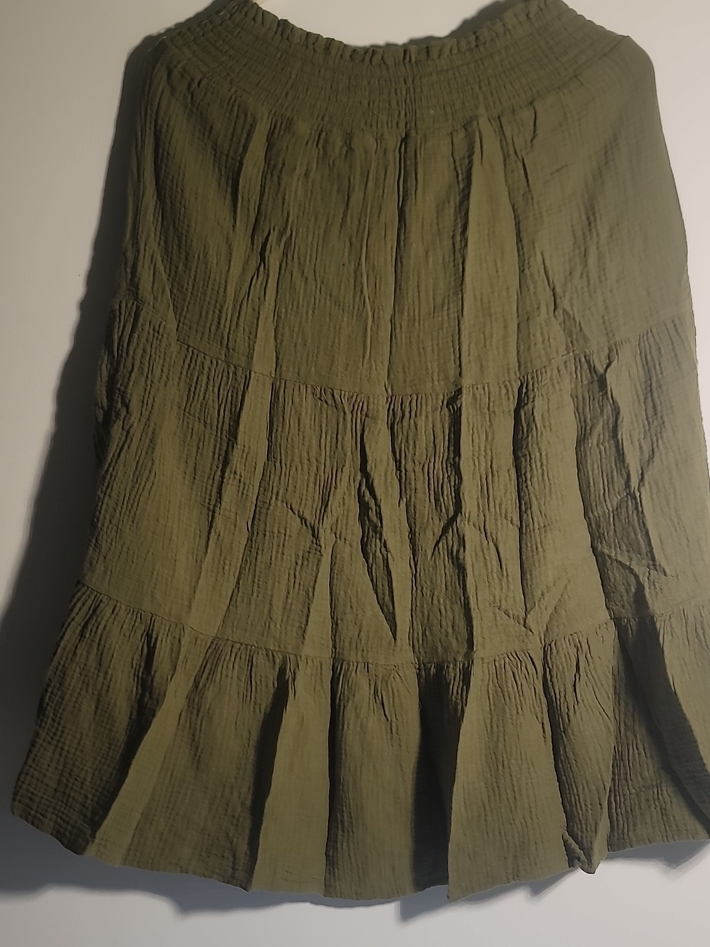 Olive Green Tiered Maxi Skirt